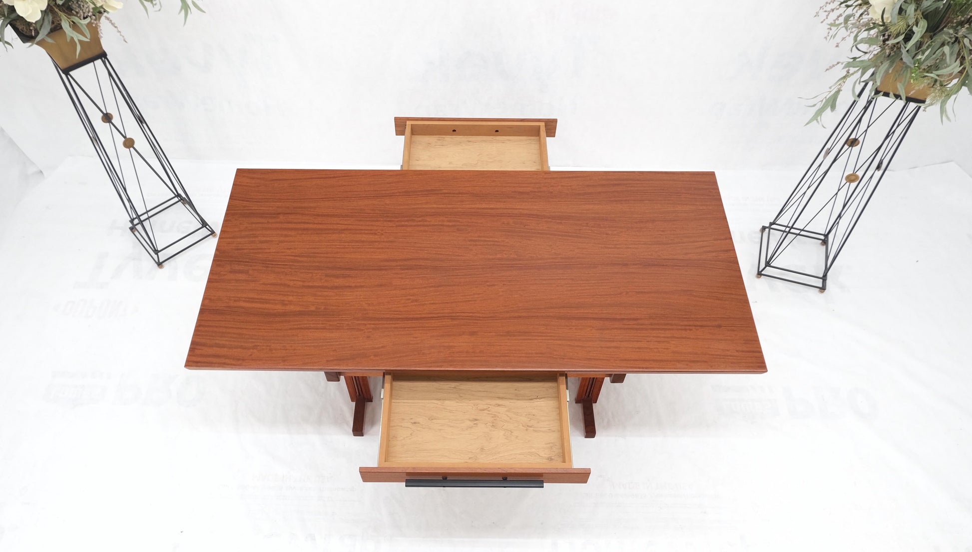 EstablishedLines All Solid Teak Top and Base Architectural Studio Made Partners Desk Mint!