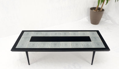 EstablishedLines Ebonised Walnut Tile Top Dowel Tapered Leg Knife Edge Mid-Century Coffee Table
