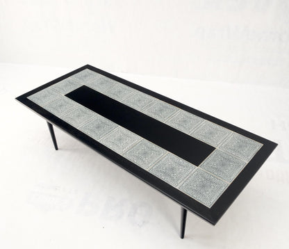 EstablishedLines Ebonised Walnut Tile Top Dowel Tapered Leg Knife Edge Mid-Century Coffee Table