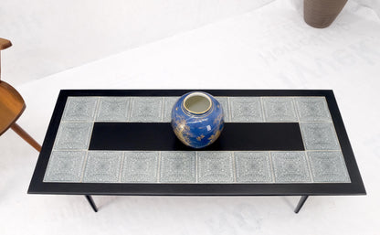 EstablishedLines Ebonised Walnut Tile Top Dowel Tapered Leg Knife Edge Mid-Century Coffee Table