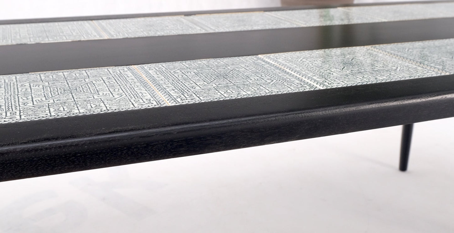 EstablishedLines Ebonised Walnut Tile Top Dowel Tapered Leg Knife Edge Mid-Century Coffee Table
