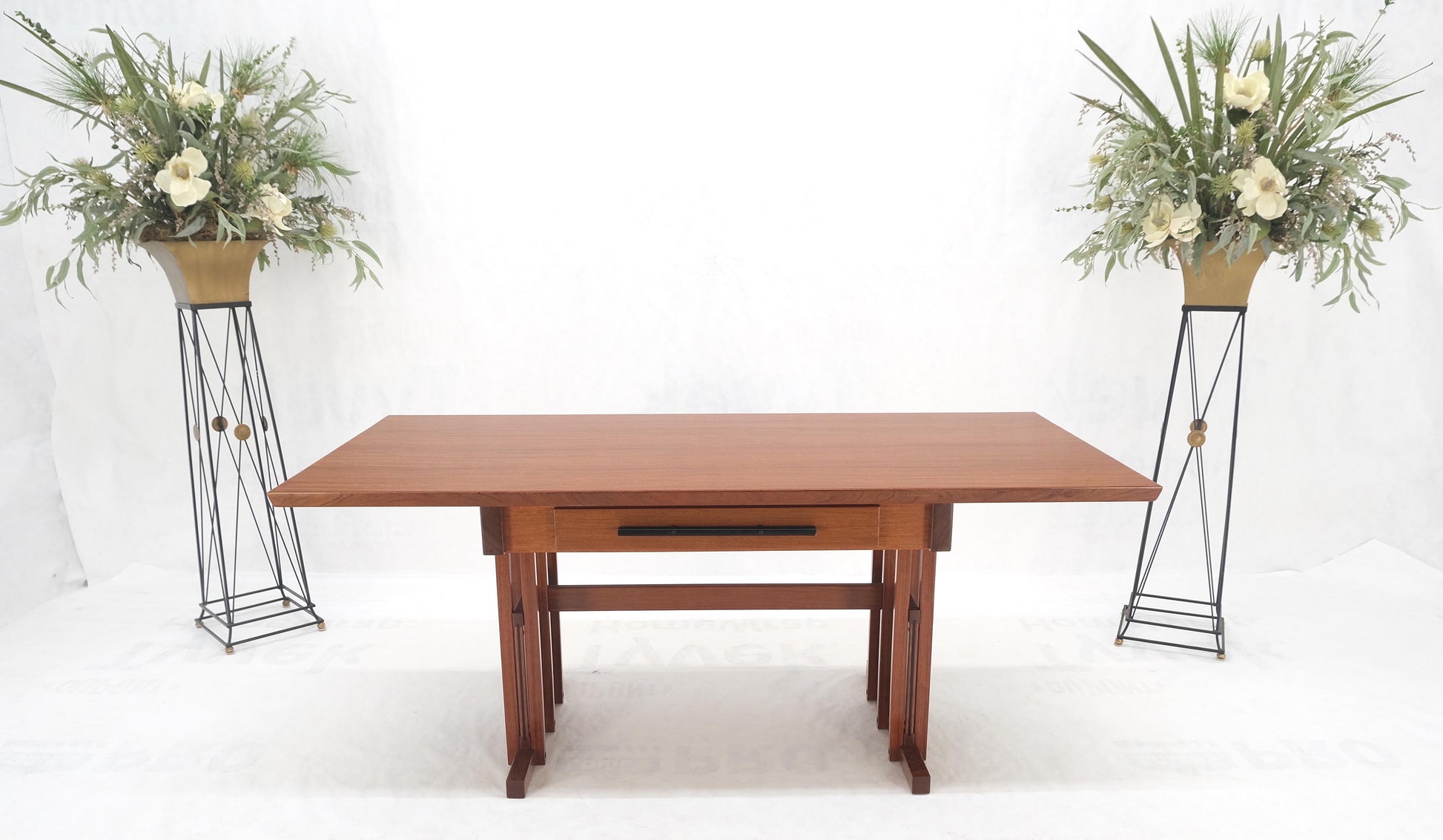 EstablishedLines All Solid Teak Top and Base Architectural Studio Made Partners Desk Mint!