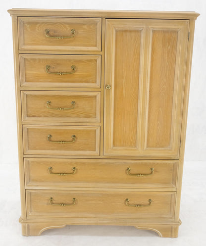 Pickled Oak 6 Drawers Two Door Compartment Chifforobe Chest Dresser Cabinet MINT
