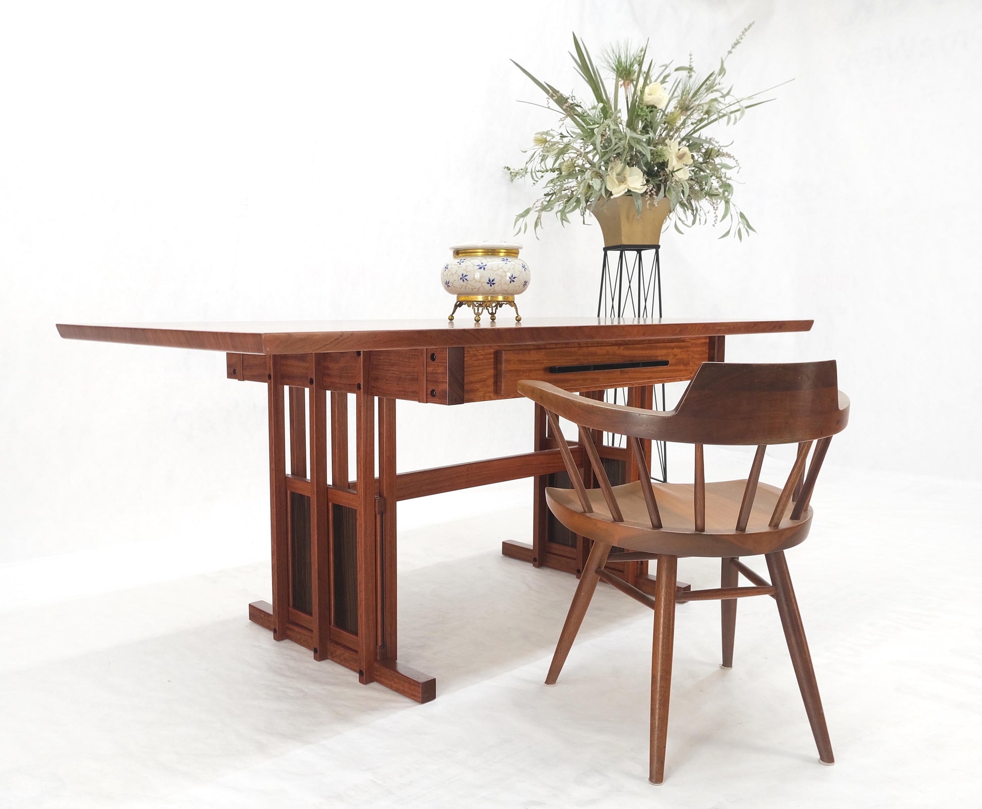 EstablishedLines All Solid Teak Top and Base Architectural Studio Made Partners Desk Mint!