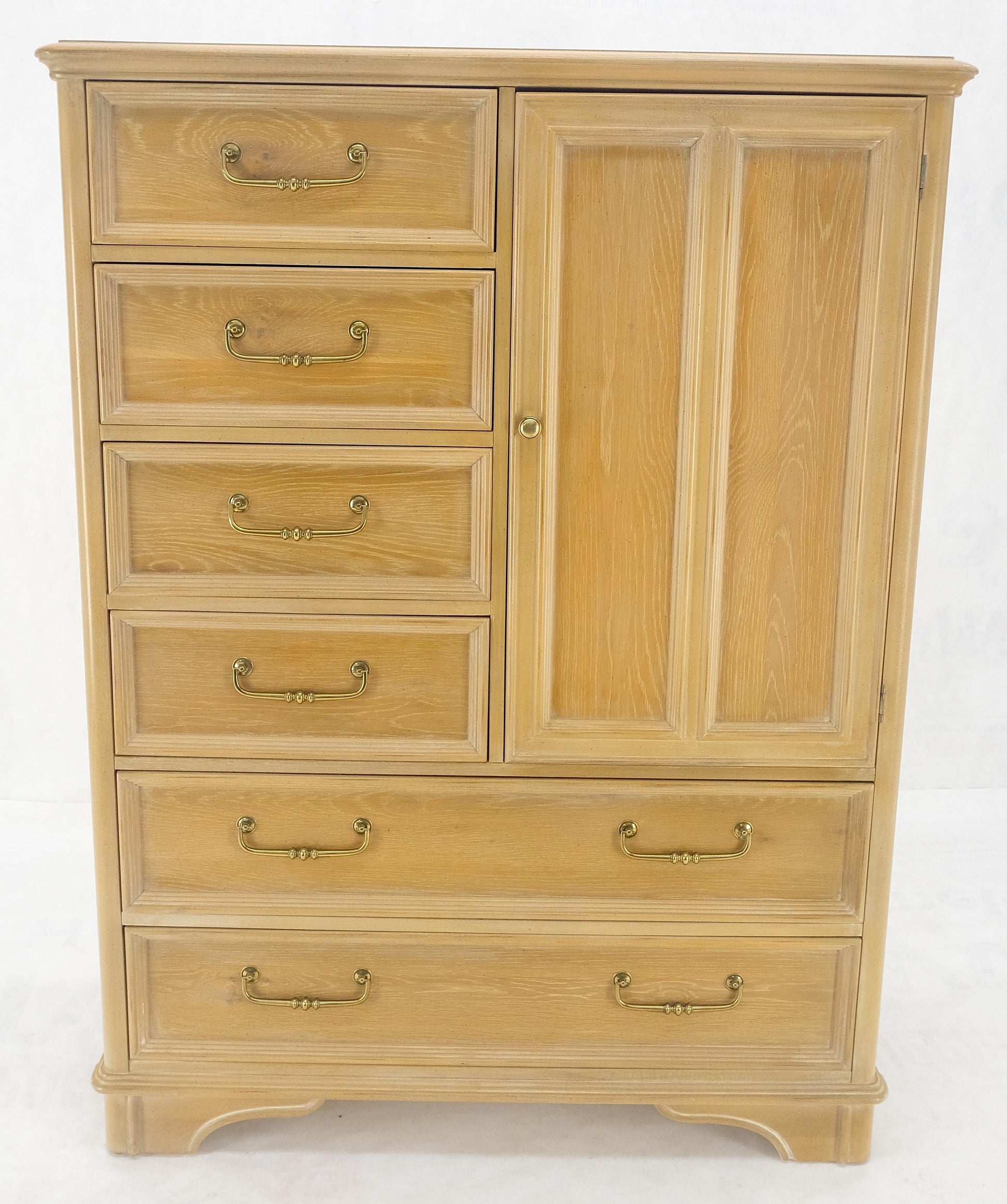 EstablishedLines Pickled Oak 6 Drawers Two Door Compartment Chifforobe Chest Dresser Cabinet MINT
