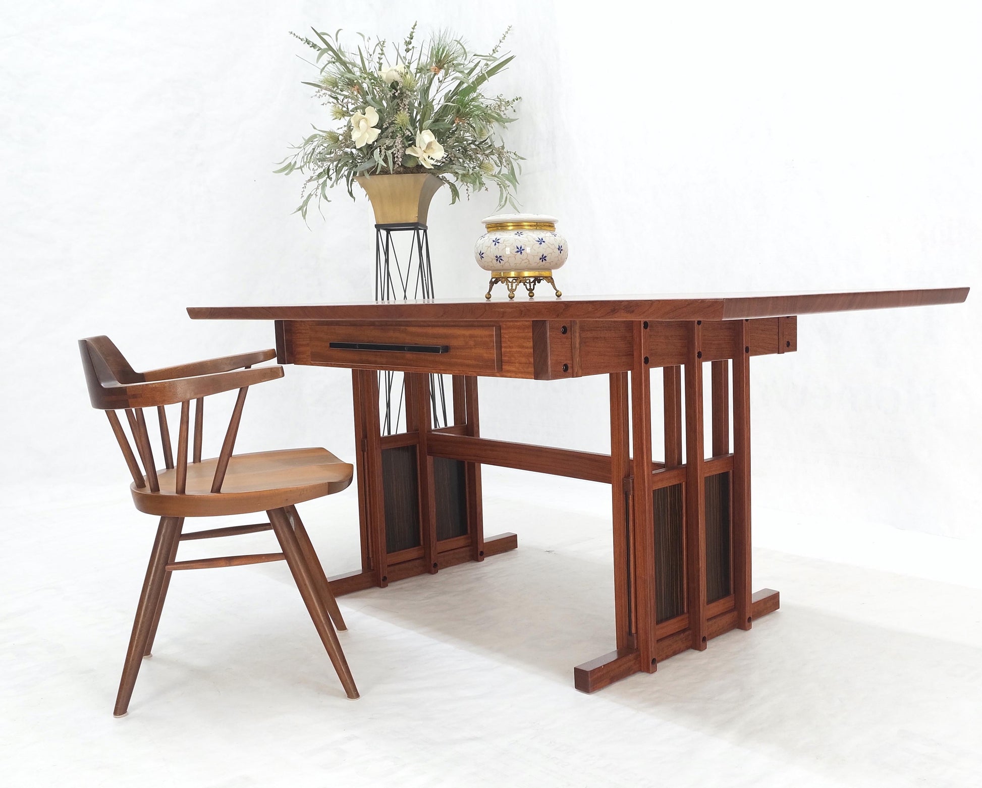 EstablishedLines All Solid Teak Top and Base Architectural Studio Made Partners Desk Mint!