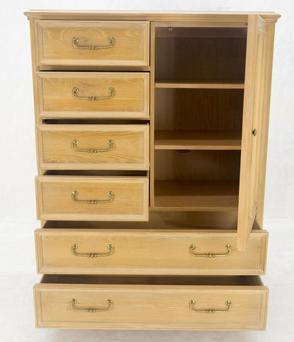 Pickled Oak 6 Drawers Two Door Compartment Chifforobe Chest Dresser Cabinet MINT