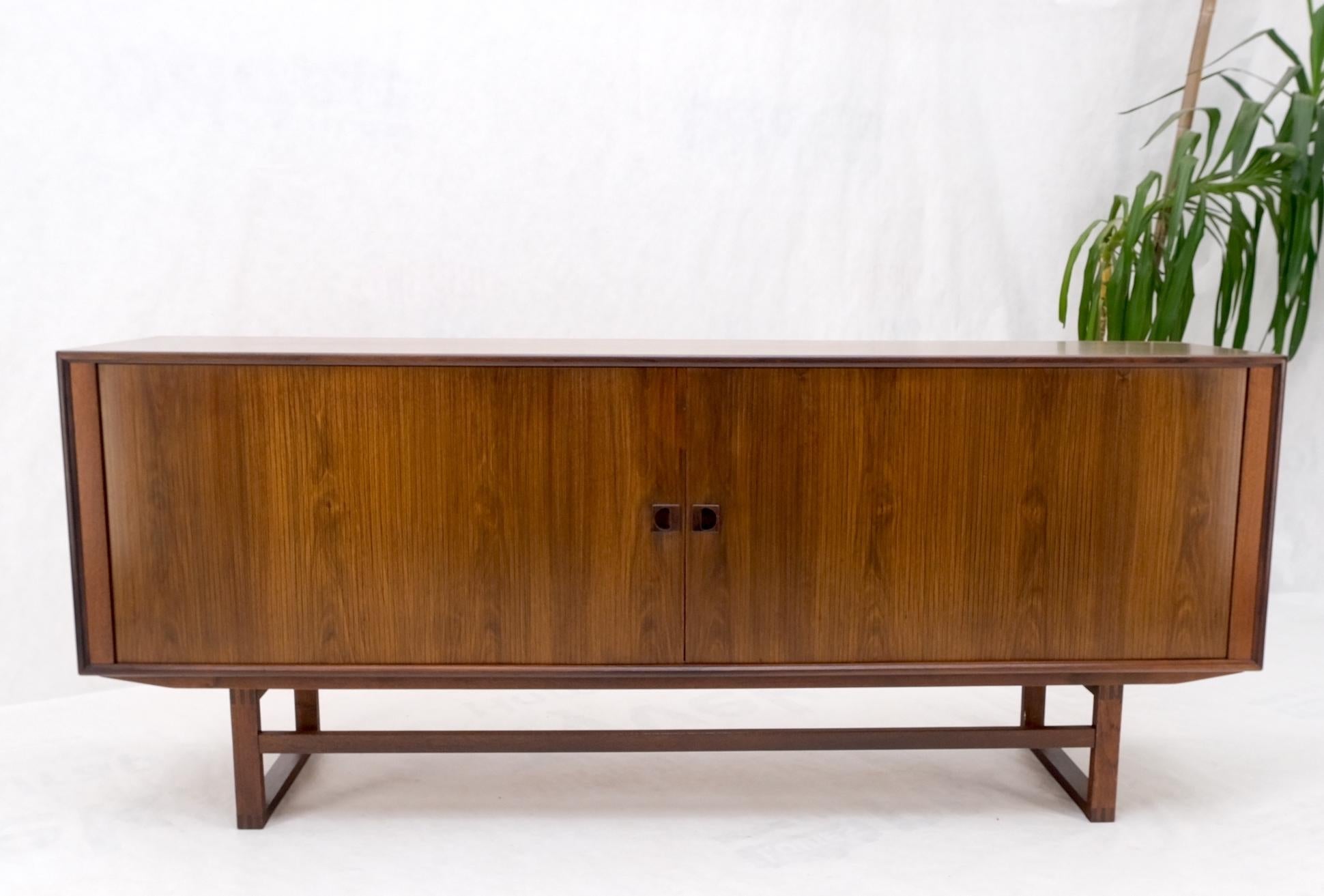 EstablishedLines Tambour Doors Rosewood Danish Mid-Century Modern Long Credenza Buffet Dresser