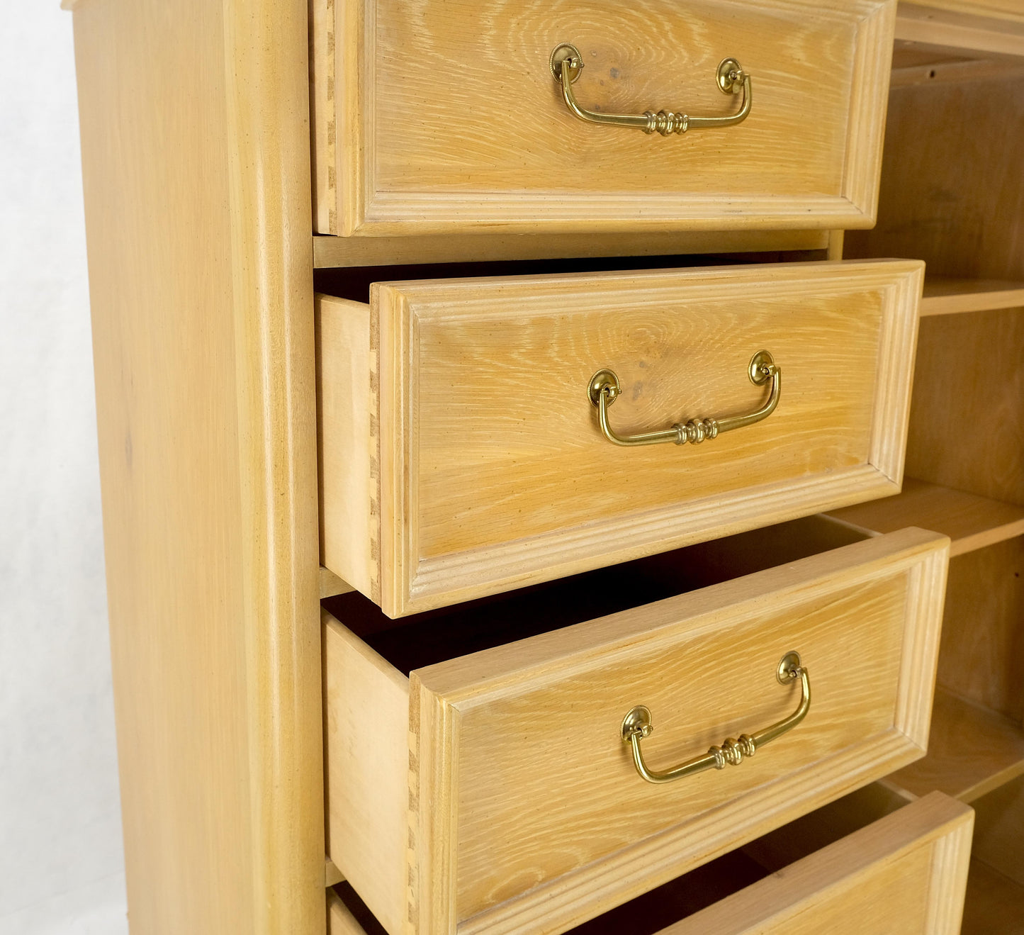 Pickled Oak 6 Drawers Two Door Compartment Chifforobe Chest Dresser Cabinet MINT
