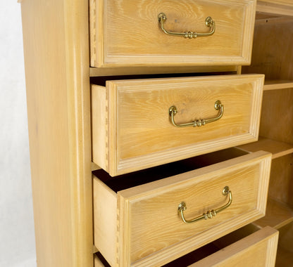 Pickled Oak 6 Drawers Two Door Compartment Chifforobe Chest Dresser Cabinet MINT