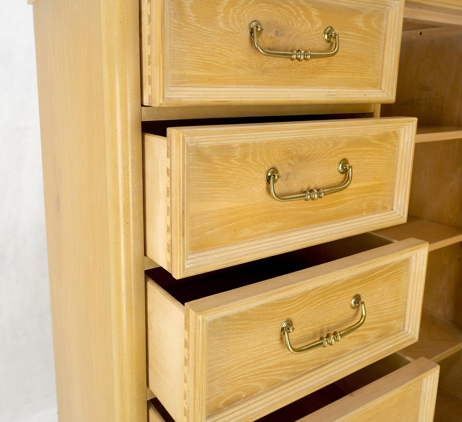 EstablishedLines Pickled Oak 6 Drawers Two Door Compartment Chifforobe Chest Dresser Cabinet MINT