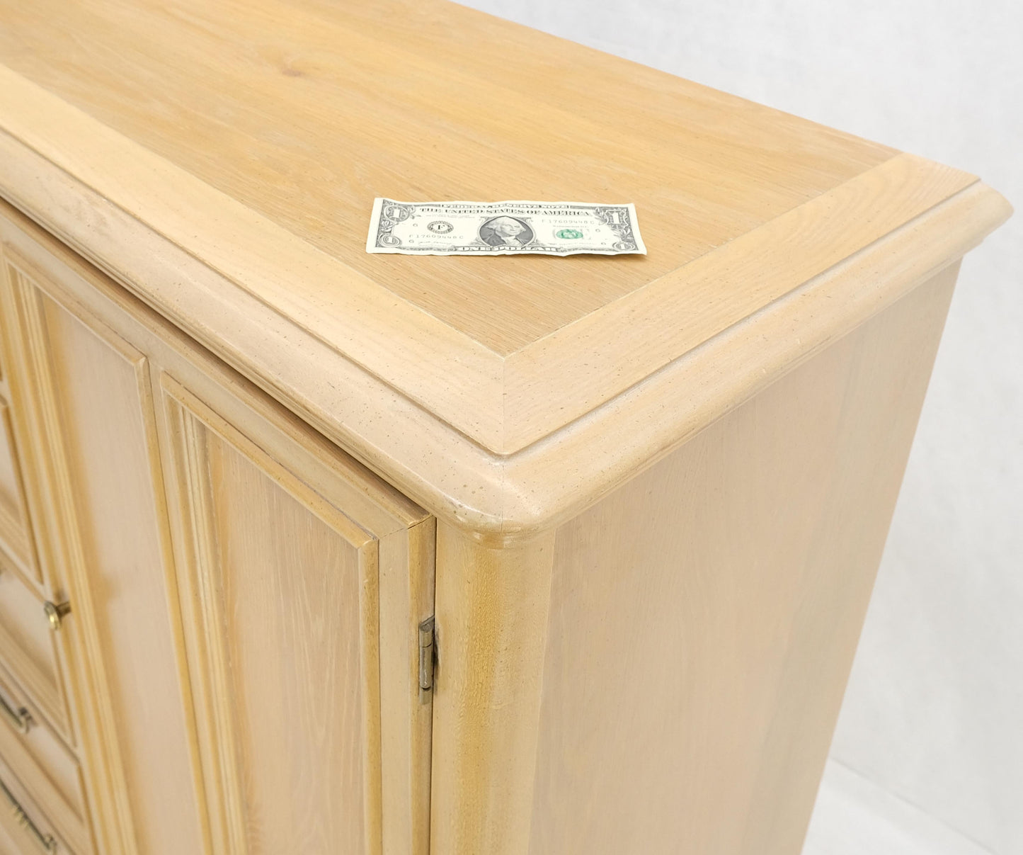 Pickled Oak 6 Drawers Two Door Compartment Chifforobe Chest Dresser Cabinet MINT