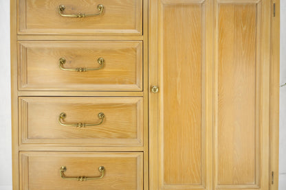 Pickled Oak 6 Drawers Two Door Compartment Chifforobe Chest Dresser Cabinet MINT