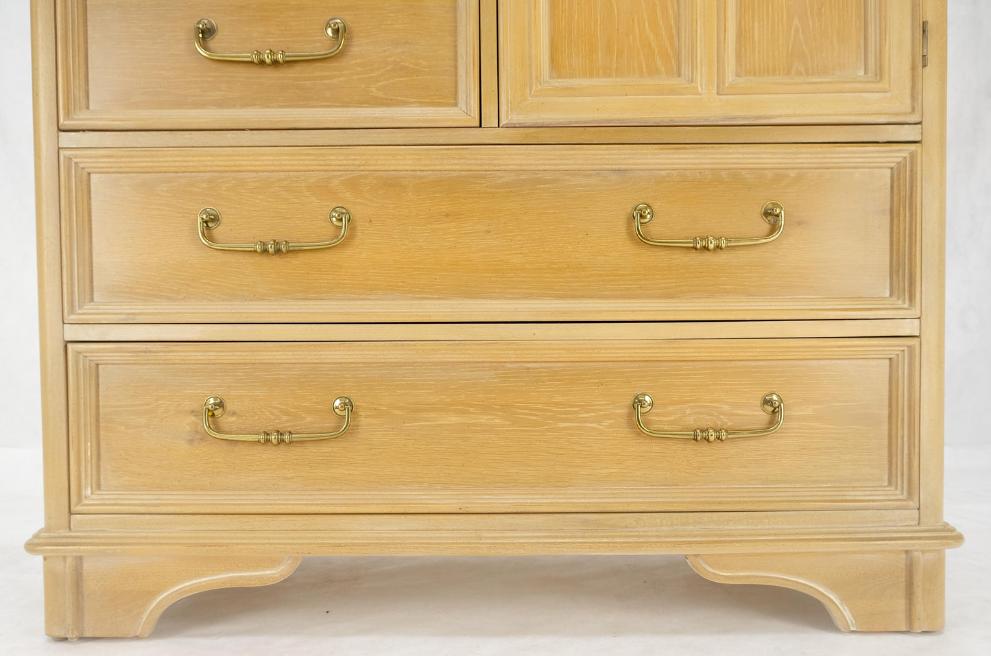 Pickled Oak 6 Drawers Two Door Compartment Chifforobe Chest Dresser Cabinet MINT