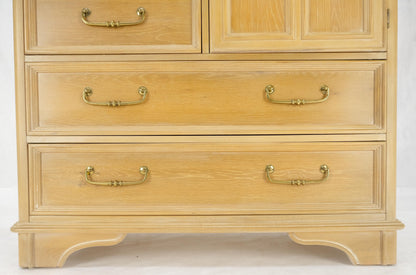Pickled Oak 6 Drawers Two Door Compartment Chifforobe Chest Dresser Cabinet MINT