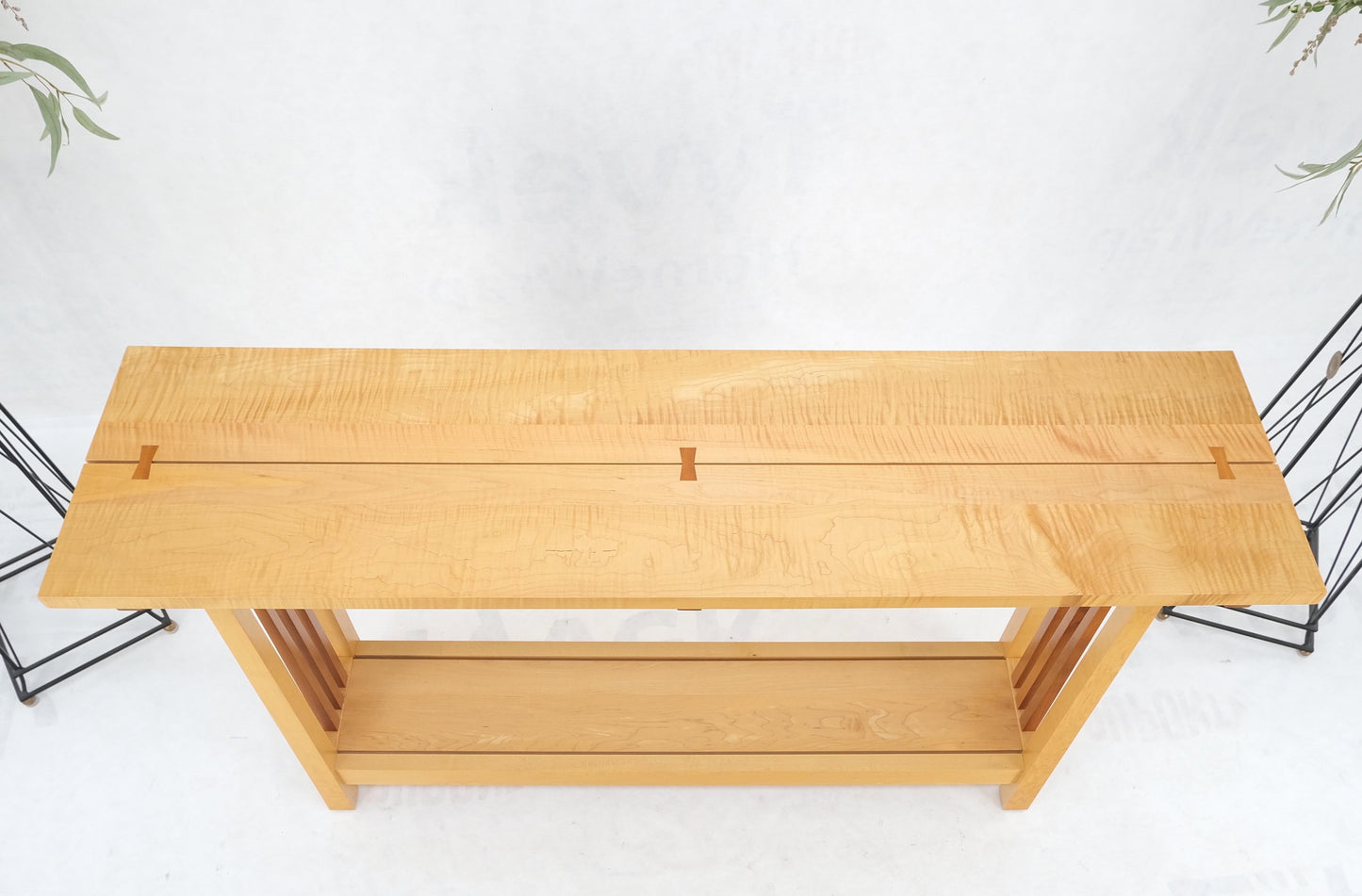 Solid Maple & Walnut Butterfly Joint Studio Made Console Sofa Table MINT!