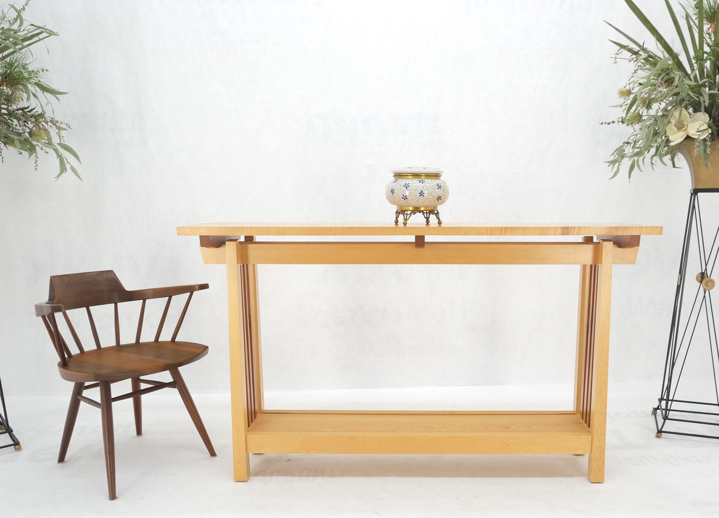 Solid Maple & Walnut Butterfly Joint Studio Made Console Sofa Table MINT!