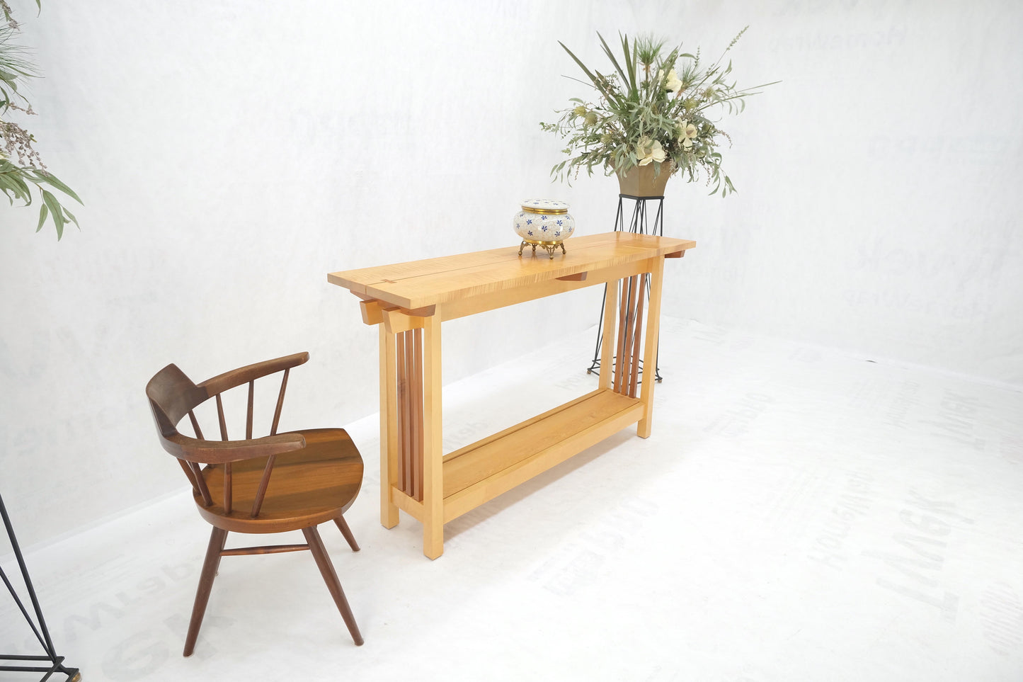 Solid Maple & Walnut Butterfly Joint Studio Made Console Sofa Table MINT!