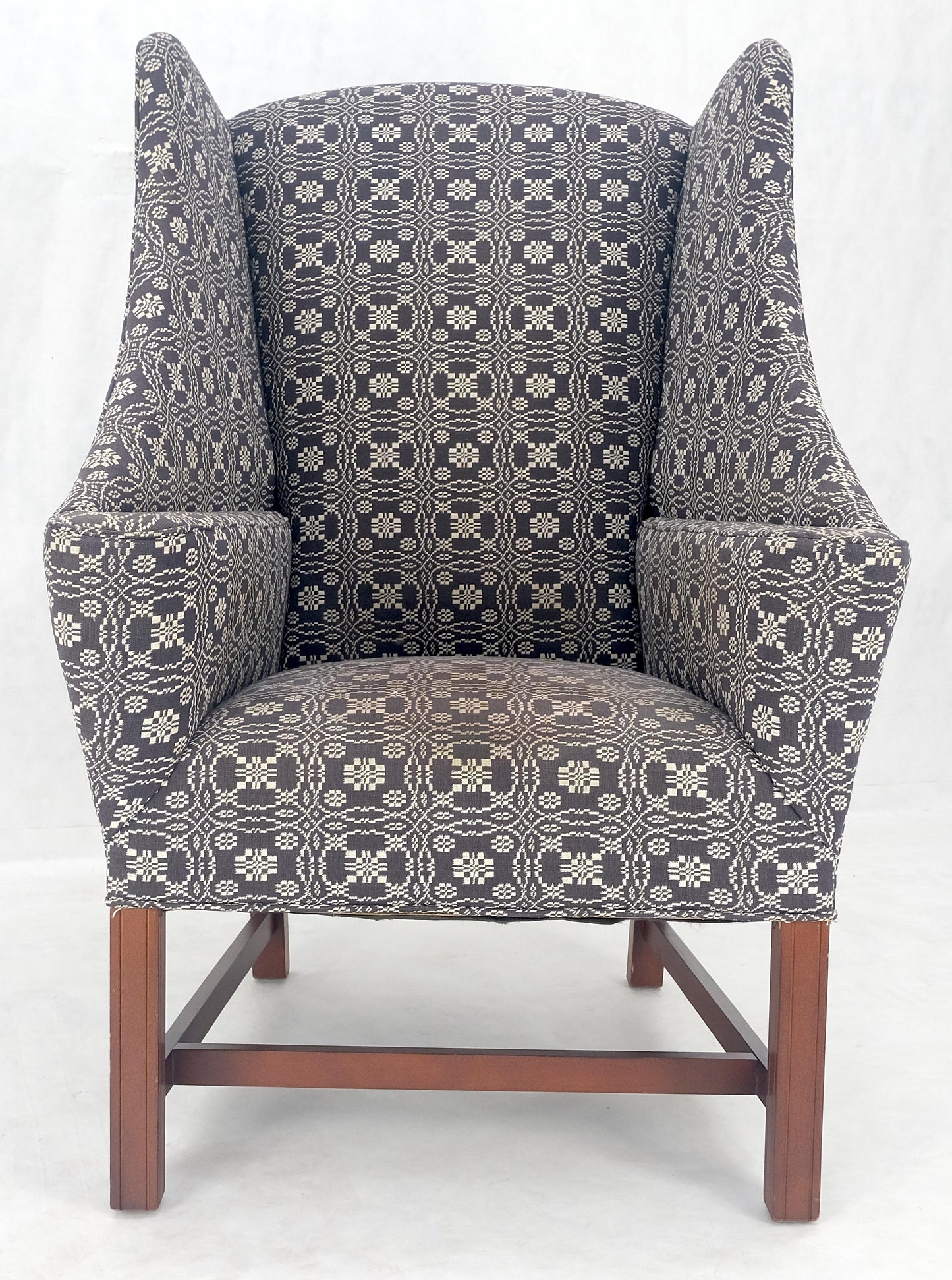 EstablishedLines Unusual Deep Wings Federal Style Mahogany Base Wing Club Armchair
