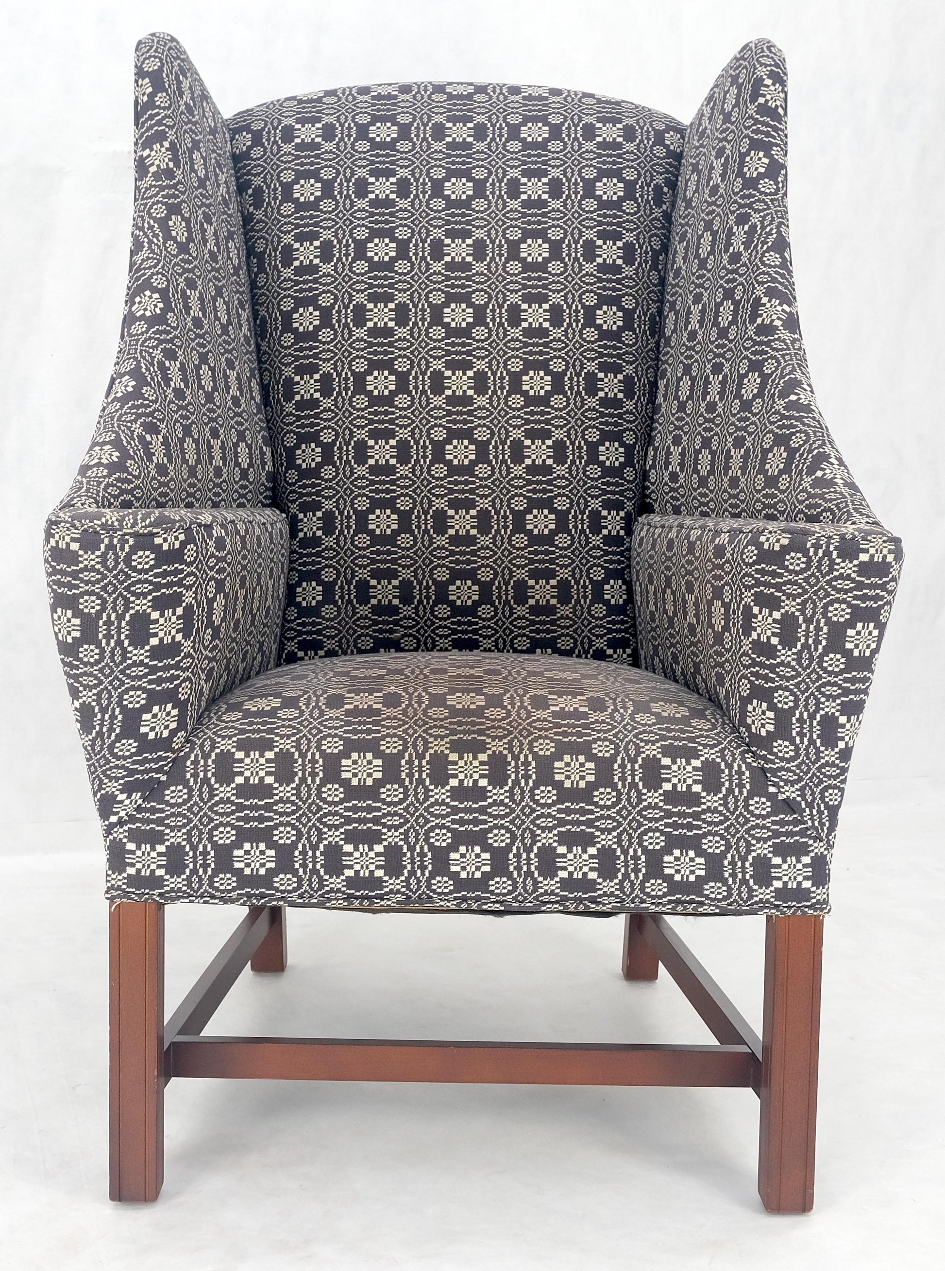 EstablishedLines Unusual Deep Wings Federal Style Mahogany Base Wing Club Armchair