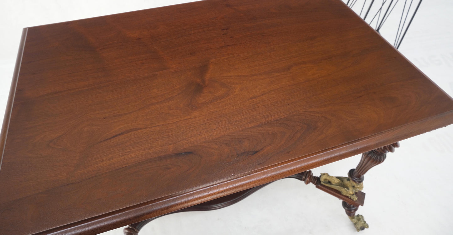 Solid Mahogany Carved Twisted Rope Style Legs Gilt Cast Iron Ball & Claw Table