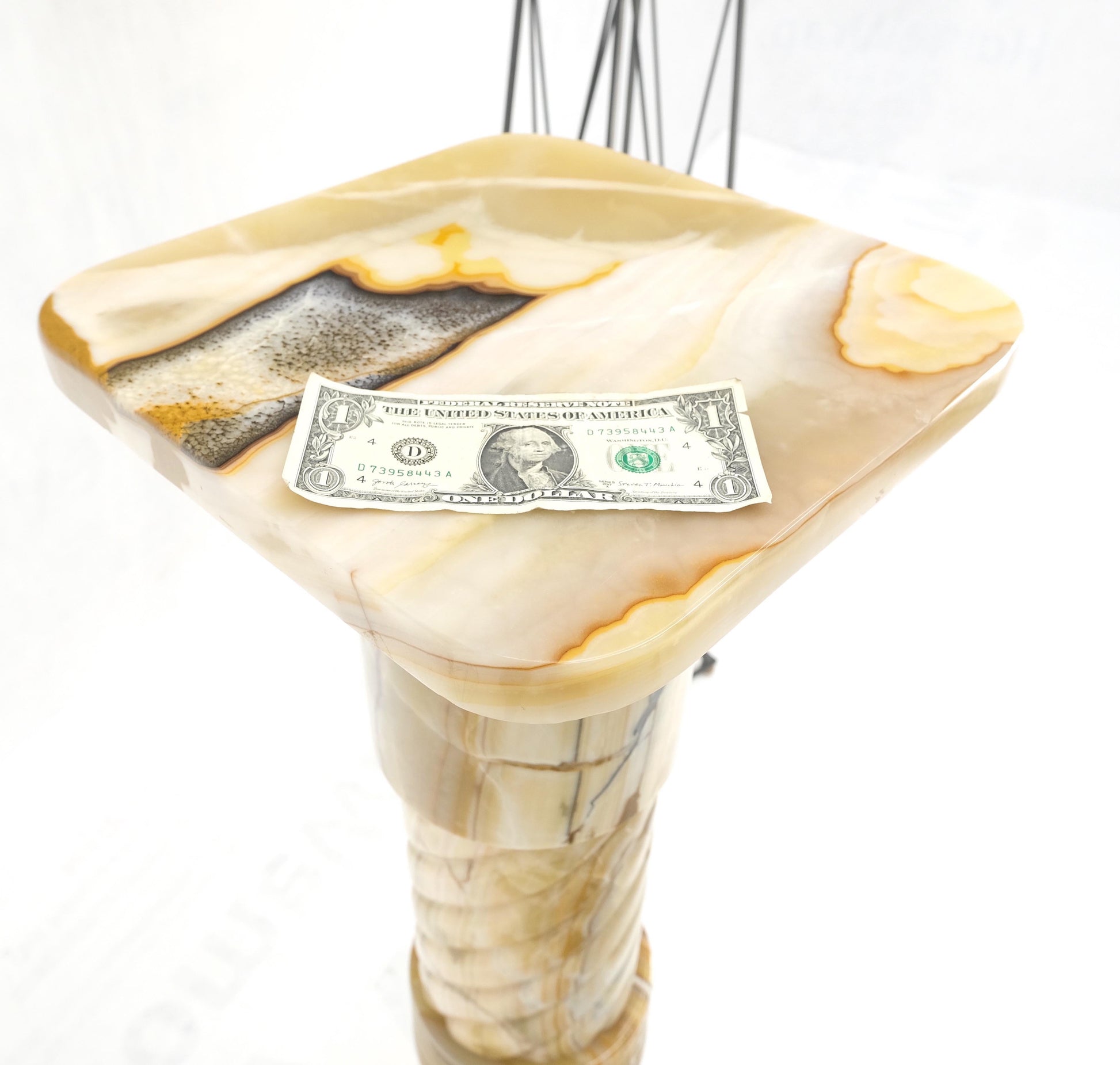 EstablishedLines Very Fine Carved Onyx Marble Stone Twisted Rope Style Large Pedestal Mint!