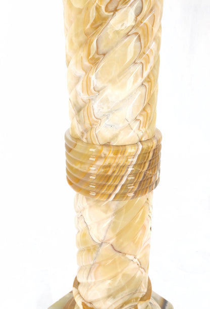 EstablishedLines Very Fine Carved Onyx Marble Stone Twisted Rope Style Large Pedestal Mint!