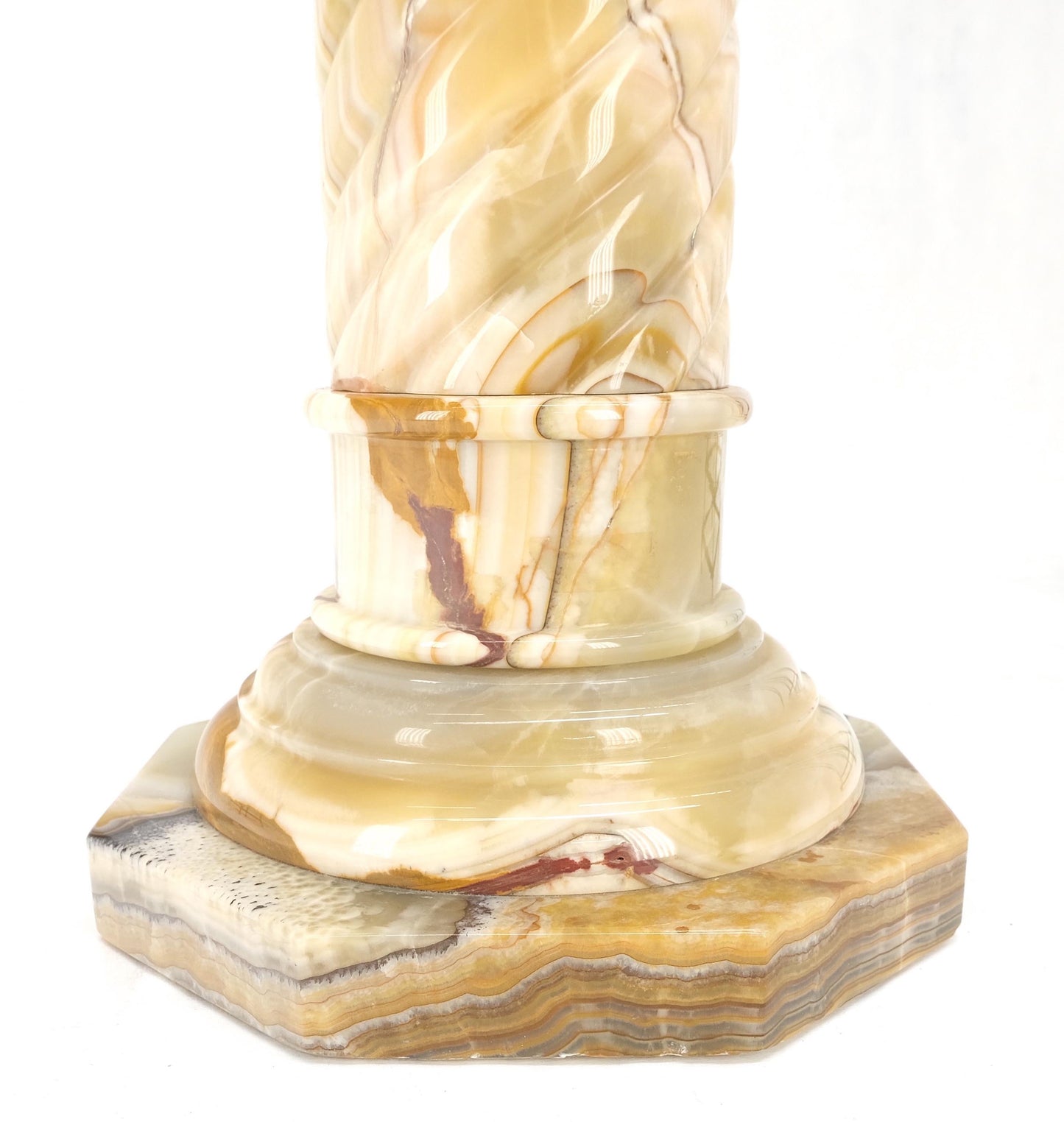 EstablishedLines Very Fine Carved Onyx Marble Stone Twisted Rope Style Large Pedestal Mint!
