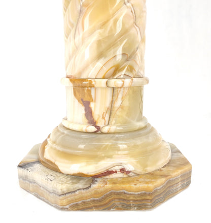 EstablishedLines Very Fine Carved Onyx Marble Stone Twisted Rope Style Large Pedestal Mint!