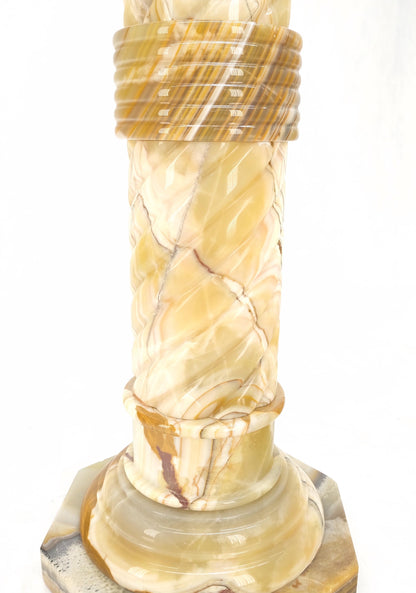EstablishedLines Very Fine Carved Onyx Marble Stone Twisted Rope Style Large Pedestal Mint!