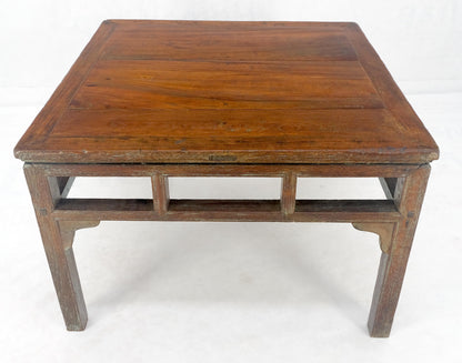 EstablishedLines Square Solid Teak Chinese 19th Century Occasional Coffee Lamp Side Table Patina