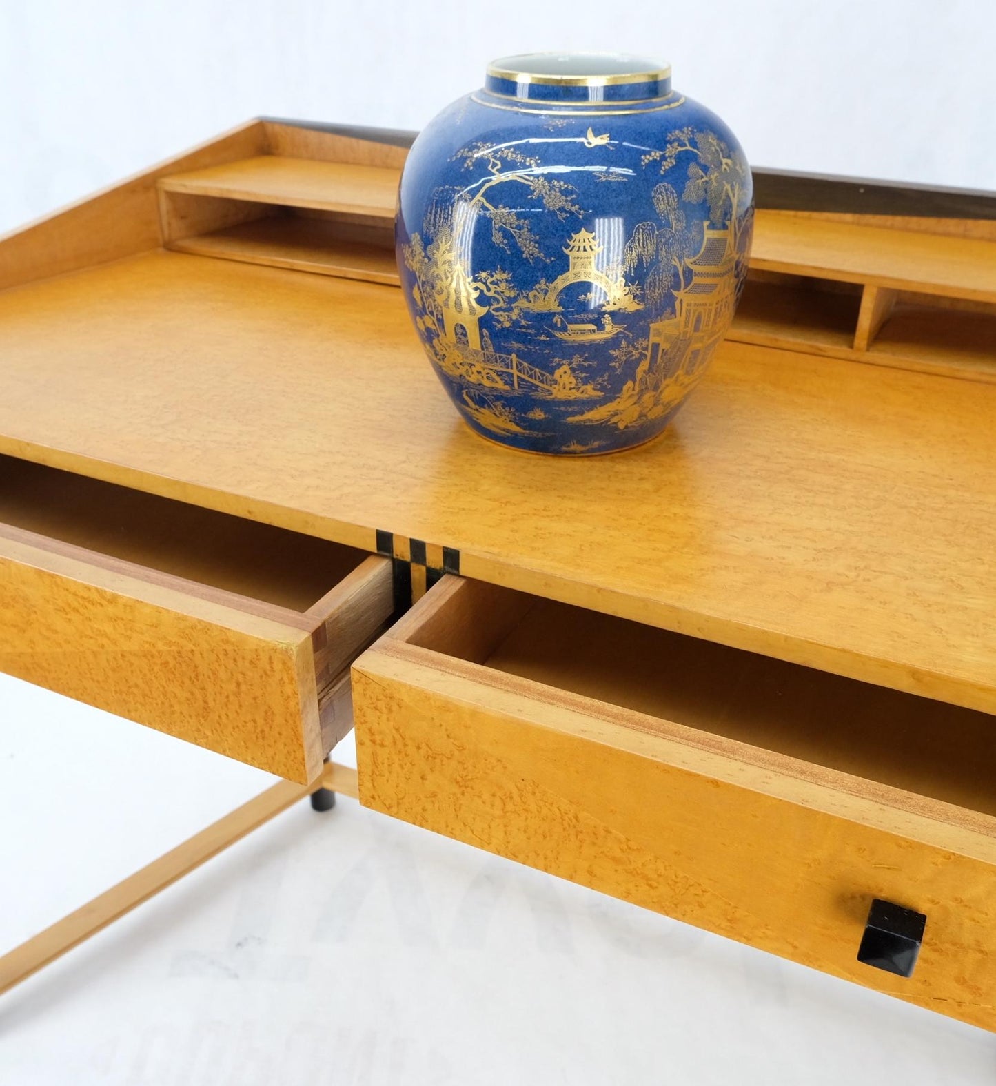 EstablishedLines Birds Eye Maple Italian Art Deco Style Low Profile Desk w/ Leather Chair Mint!