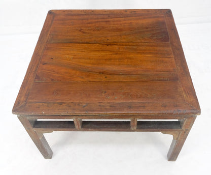 EstablishedLines Square Solid Teak Chinese 19th Century Occasional Coffee Lamp Side Table Patina