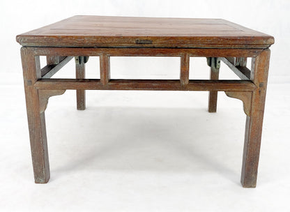 EstablishedLines Square Solid Teak Chinese 19th Century Occasional Coffee Lamp Side Table Patina