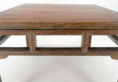 EstablishedLines Square Solid Teak Chinese 19th Century Occasional Coffee Lamp Side Table Patina