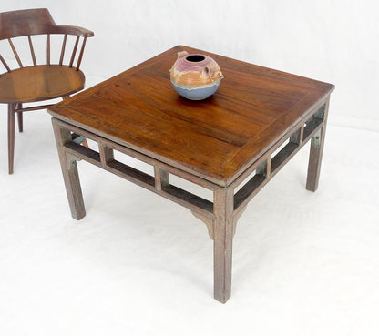 EstablishedLines Square Solid Teak Chinese 19th Century Occasional Coffee Lamp Side Table Patina