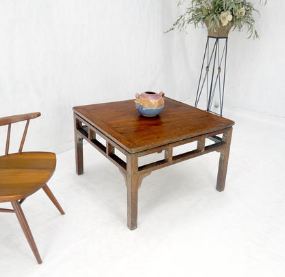 EstablishedLines Square Solid Teak Chinese 19th Century Occasional Coffee Lamp Side Table Patina