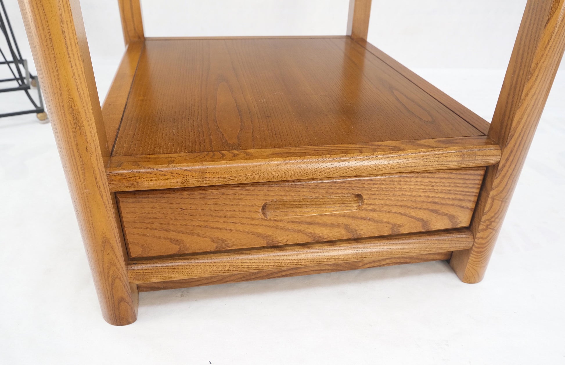 EstablishedLines Pair Quality Glass Top One Drawer Side End Tables Nightstands Thomasville Mint!