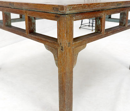 EstablishedLines Square Solid Teak Chinese 19th Century Occasional Coffee Lamp Side Table Patina
