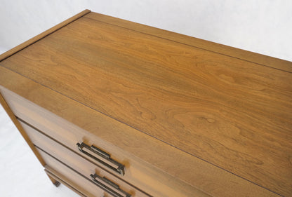 EstablishedLines Pair Three Drawers Light Walnut Banded Drawers Drop Pulls Bachelor Chests MINT!
