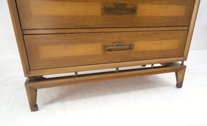 EstablishedLines Pair Three Drawers Light Walnut Banded Drawers Drop Pulls Bachelor Chests MINT!
