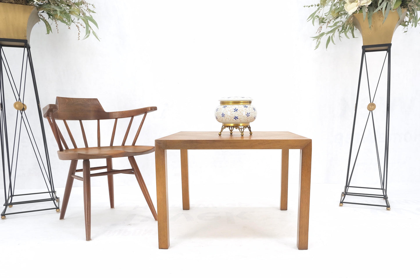EstablishedLines Light Walnut Square Mid-Century Modern Side End Table Mint!