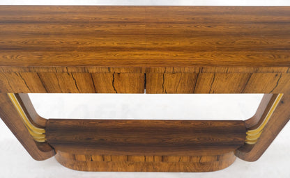 EstablishedLines French Art Deco Rosewood Heavy Solid Brass Supports Demilune Console Hall Table