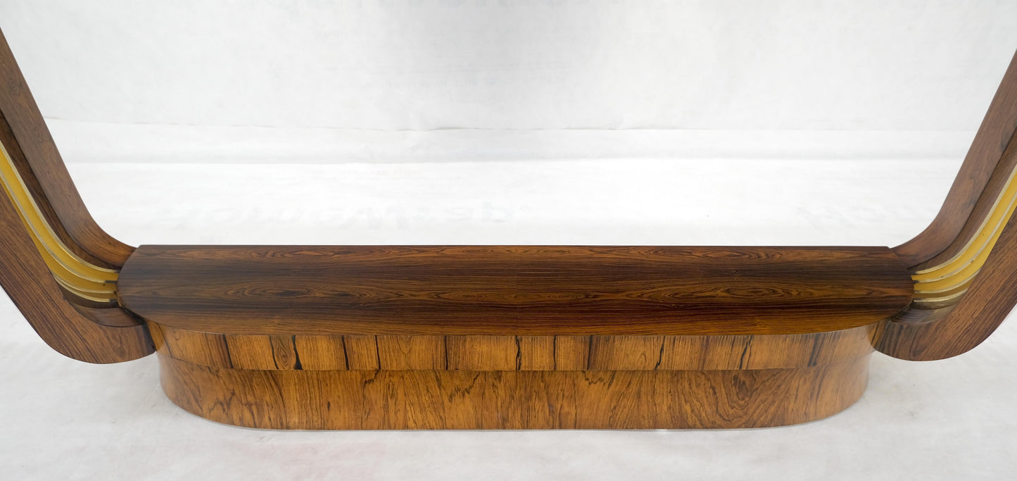 EstablishedLines French Art Deco Rosewood Heavy Solid Brass Supports Demilune Console Hall Table