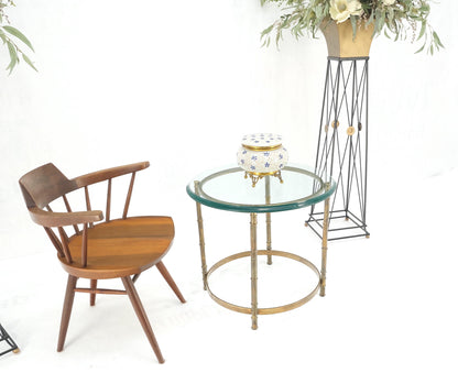EstablishedLines Occasional 3/4" Thick Round Glass Top Brass Faux Bamboo Base Side End Lamp Table