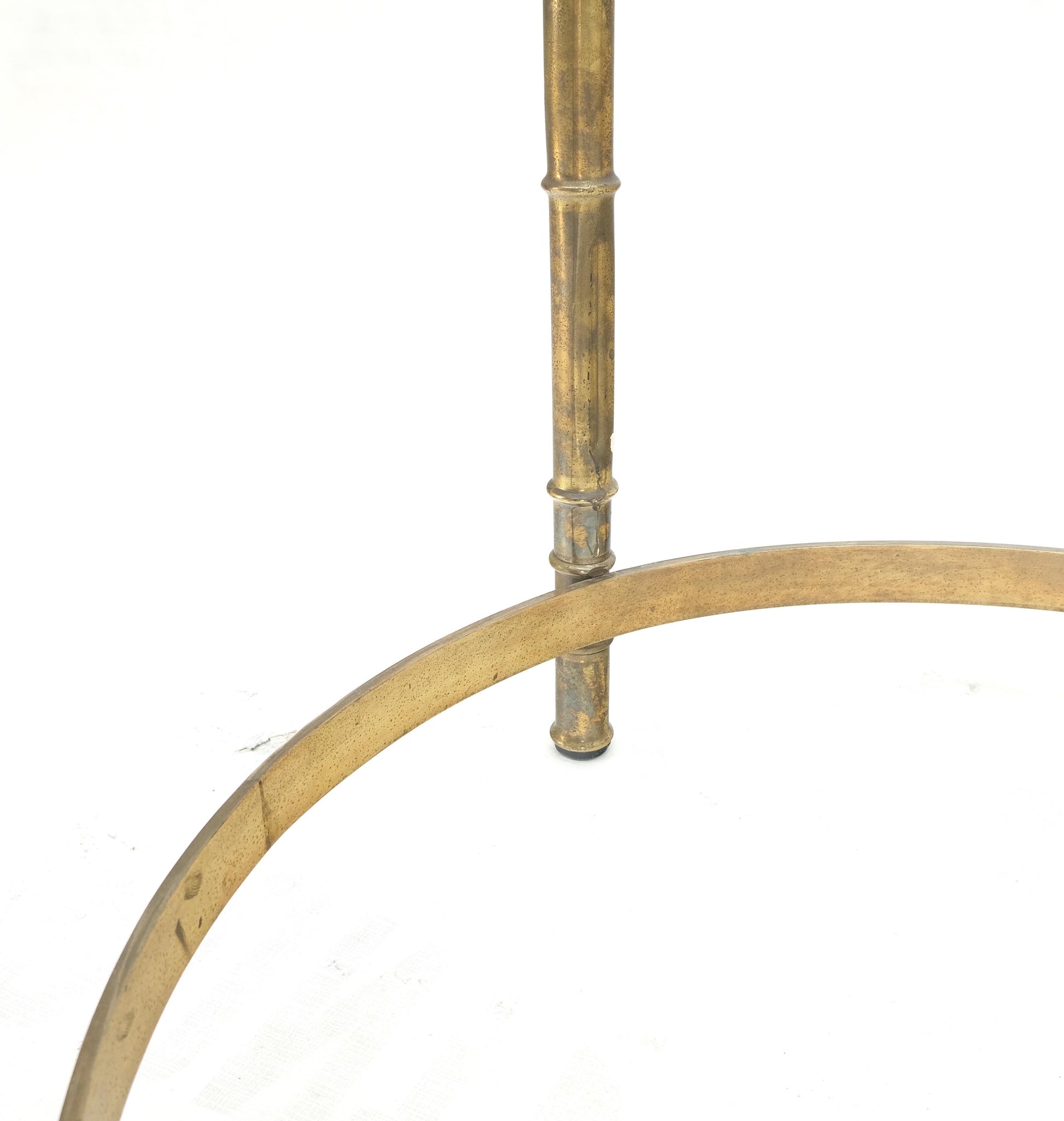 EstablishedLines Occasional 3/4" Thick Round Glass Top Brass Faux Bamboo Base Side End Lamp Table