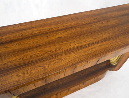 EstablishedLines French Art Deco Rosewood Heavy Solid Brass Supports Demilune Console Hall Table