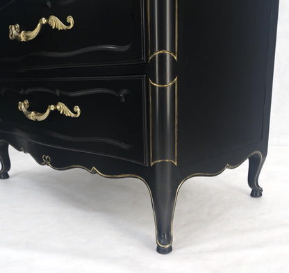 Pair Black Lacquer Heavy Solid Brass Drop Pulls Three Drawer Bachelor Chests