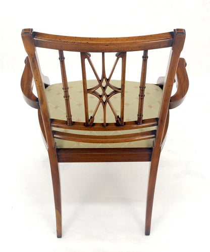 EstablishedLines Very Fine Carved Mahogany Open Arm Faux Bamboo Arrows Back Armchair MINT