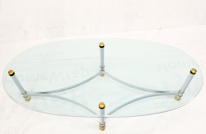 EstablishedLines Brass Chrome Thick 3/4" Glass Top Mid Century Modern Oval Coffee Center Table